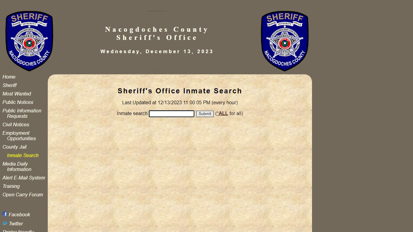 Sheriff's Office Inmate Search - Nacogdoches County Sheriff's Office